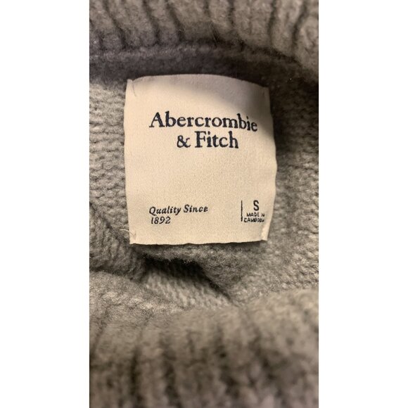 Abercrombie & Fitch S Y2K Wool Knit Winter Sweater Gray Turtleneck - Picture 4 of 7